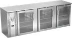image of Victory VBBN94HC-G-S 94" Three-Section Back Bar Refrigerator, 27.191 cu. ft., Stainless Steel, Glass Doors