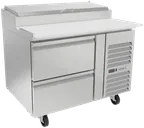 image of Asber APTP 46 D2 46" 2-Drawer Refrigerated Pizza Prep Table, 6 1/3 Size Pans