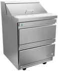 image of Asber APTS 27 8 D2 P 27" 2-Drawer Sandwich and Salad Prep Table, 8 Pans, Stainless Steel