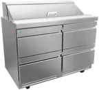 image of Asber APTS 48 12 D4 P 48" 4-Drawer Sandwich and Salad Prep Table, 12 Pans, Stainless Steel