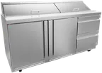 image of Asber APTS 72 18 D2 P 72" 3-Section Sandwich and Salad Prep Table, 2 Door & 2 Drawer, 18 Pans, Stainless Steel
