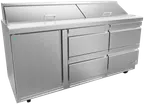 image of Asber APTS 72 18 D4 P 72" 4-Drawer & 1-Door Sandwich and Salad Prep Table, 18 Pans, Stainless Steel