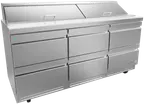image of Asber APTS 72 18 D6 P 72" 6-Drawer Sandwich and Salad Prep Table, 18 Pans, Stainless Steel