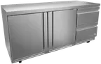 image of Asber AUTR 72 D2 P 72" 2-Drawer Undercounter Fridge, Stainless Steel, Front Breathing, 25.4 cu ft