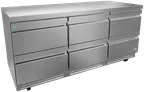 image of Asber AUTR 72 D6 P 72" 6-Drawer Undercounter Refrigerator, Stainless, Front Breathing, 25.4 cu. ft.
