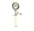 image of American Metalcraft NSPDS10 Thumb Disher #10, 2‑3 oz, Steel with Ivory Plastic Handle, NSF Approved