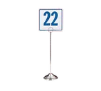 image of American Metalcraft RS12 Number Stand, 3-5/8" Dia. x 12" H, Mirror Stainless Steel, Clip, Weighted