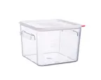 image of Carlisle 31855 - 12.6 Qt Clear Square Box, 11-1/4"W x 11-1/4"D x 8-1/4"H, PP, Airtight Lid, Label