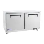 image of Polarman PLM-UC-60FS 60" 2-Door Undercounter Freezer, Stainless Steel, 15.5 cu. ft. Heavy‑Duty Worktop
