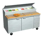 image of La Rosa 2067-PTB 67" 2-Door Refrigerated Pizza Prep Table, 8 Pans