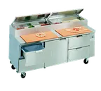 image of La Rosa L-15148-32 48" 2-Door Refrigerated Pizza Prep Table, 6 Pans
