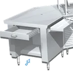 image of La Rosa Refrigeration L-90185-B Stainless Steel Cash Register Stand, 34" Height, 37"-42" Width, "L" Shaped