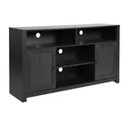 image of Flash Furniture EV-ET8114-ZZ-BLK-GG Malaki 58-inch Mid-Century Modern Buffet Sideboard, Black/Rattan, 15 Depth