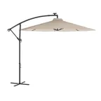 image of Flash Furniture GM-WL-UU012-TAN-GG 10 ft Tan Round Cantilever Patio Umbrella with 32 Solar LED Lights