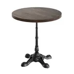 image of Flash Furniture GSF-RD30-DKBRN-SDAT2222-GG 30" Round Beech Wood Butcher Block Table Top, Dark Brown, Black Cast Iron Base