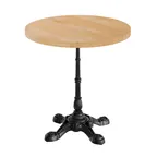 image of Flash Furniture GSF-RD30-NAT-SDAT2222-GG 30" Round Beech Wood Butcher Block Table Top, Natural Finish, Black Cast Iron Base