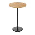 image of Flash Furniture GSF-RD30-NAT-TR18B-GG 30" Round Beech Wood Butcher Block Table Top, Natural Finish, Black Cast Iron Base