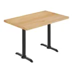 image of Flash Furniture GSF-REC3048-NAT-T0522-GG 30x48 Rectangular Beech Wood Table Top, Natural Finish, Black Iron T-Bases