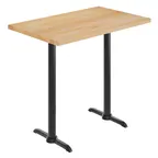 image of Flash Furniture GSF-REC3048-NAT-T0522B-GG 30x48 Rectangular Butcher Block Wood Table Top, Natural Beech Wood, Black T-Bases
