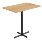 image of Flash Furniture GSF-REC3048-NAT-T2230B-GG 30x48 Rectangular Beech Wood Butcher Block Table Top, Natural Finish, Black X-Base