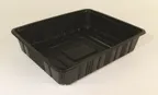 image of Invacus BLACK PP TRAY PSW-23195 - 58.6 Oz, 7-9/10" X 6-1/10" X 2" Black PP Microwave Safe - 1/Case