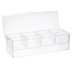 image of TableCraft Products 10006 Bar Condiment Holder, 16"-1/8 x 6"-1/4 x 5" Clear Plastic with 4 Inserts