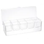 image of TableCraft 10007 Bar Condiment Holder, 16-1/8" x 6-1/4" x 5", 5 Clear Compartments, Plastic Base