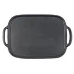 image of TableCraft Products 10048 Rectangular Serving Tray, 20" x 13" x 1.5", Black Melamine with Handles