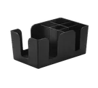 image of TableCraft Products 101 Bar Caddy, 9-1/2" x 5-3/4" x 4", 6 Compartments, ABS Plastic, Black