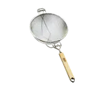 image of TableCraft Products 1022 Mesh Strainer, 10-1/4" Dia, Reinforced Tin-Plated Double Mesh, Wood Handle, Hand Wash
