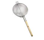 image of TableCraft Products 1024 Mesh Strainer – 13-3/4" Dia., Double Mesh, Tin Plated, Wooden Handle
