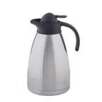 image of TableCraft 10297 Beverage Server, 34oz Vacuum‑Insulated Stainless Steel Carafe, Black Plastic Lid