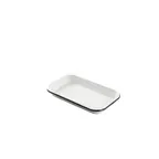 image of TableCraft 10349 - 10" x 6" Enamel Sheet Pan, White With Black Rim, Solid Coated