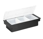 image of TableCraft Products 104 - 3-Compartment Black Bar Condiment Holder 19-1/2" x 6" x 4-1/2",ABS Plastic