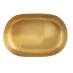 image of TableCraft 10704 - 2 Qt Oval Aluminum Bowl, 9-1/4" x 6-3/8" x 2-5/8", Gold Crackle