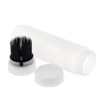 image of TableCraft 10727 - 24oz Clear Squeeze Bottle, ValveTop 63mm, Black Silicone Brush, NSF