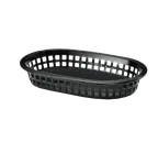 image of TableCraft 1073BK - A La Carte Platter Basket, 9-1/4" x 6" x 1-1/2", Oval, Polypropylene, Black
