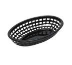 image of TableCraft 1074BK - Oval Food Basket, 9" x 6¼" x 1⅞", Black Polyethylene, Heat‑Resistant, Safe 1/Each