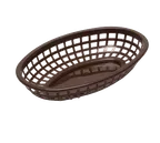 image of TableCraft Products 1074BR Oval Basket, 9" x 6" x 1.9", Brown Plastic, Dishwasher Safe, Made in USA