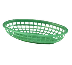 image of TableCraft Products 1074G - Oval Green Serving Basket, 9" x 6¼" x 1⅞", 150°F Safe, Dishwasher Safe