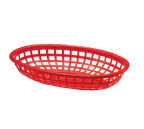 image of TableCraft Products 1074R Oval Basket, 9" x 6" x 2", Red, Heat Resistant 150°F, Dishwasher Safe