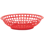image of TableCraft Products 1075R - 8" Round Red PP Serving Basket, Heat‑Resistant to 150°F, Microwave Safe