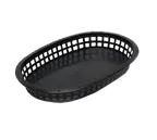 image of TableCraft Products 1076BK - Oval Platter Basket, 10½" x 7¼" x 1½", Black Plastic, 150°F Safe