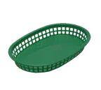 image of TableCraft Products 1076FG Platter Basket, 10.5" x 7.25" Oval, Green, Heat‑Resistant, Dishwasher Safe