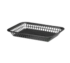 image of TableCraft Products 1077BK - Rectangular Basket, 10‑3/4" x 7‑3/4" x 1‑1/2", Black PP, Dishwasher Safe