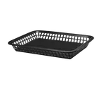 image of TableCraft 1079BK Fast Food Basket – 11-3/4" x 8-1/2" x 1-1/2", Black Polypropylene Rectangular Basket