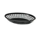 image of TableCraft 1084BK Food Basket – Oval, 11-3/4" x 9" x 1-3/4", Black Polypropylene, Dishwasher Safe