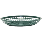 image of TableCraft Products 1084FG Oval Food Serving Basket, 11-3/4" x 9" x 1-3/4", Green Polypropylene