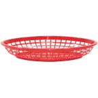 image of TableCraft 1084R Fast Food Basket – Jumbo Oval, Red, Polypropylene, Dishwasher Safe