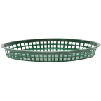 image of TableCraft 1086FG Basket – 12-3/4" x 9-1/2" x 1-1/2", Green Polypropylene, 150°F, Dishwasher Safe
